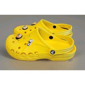 CROCS Baya Unisex Slip On Clogs Lemon US Men's 7 Women's 9 With Jibbitz